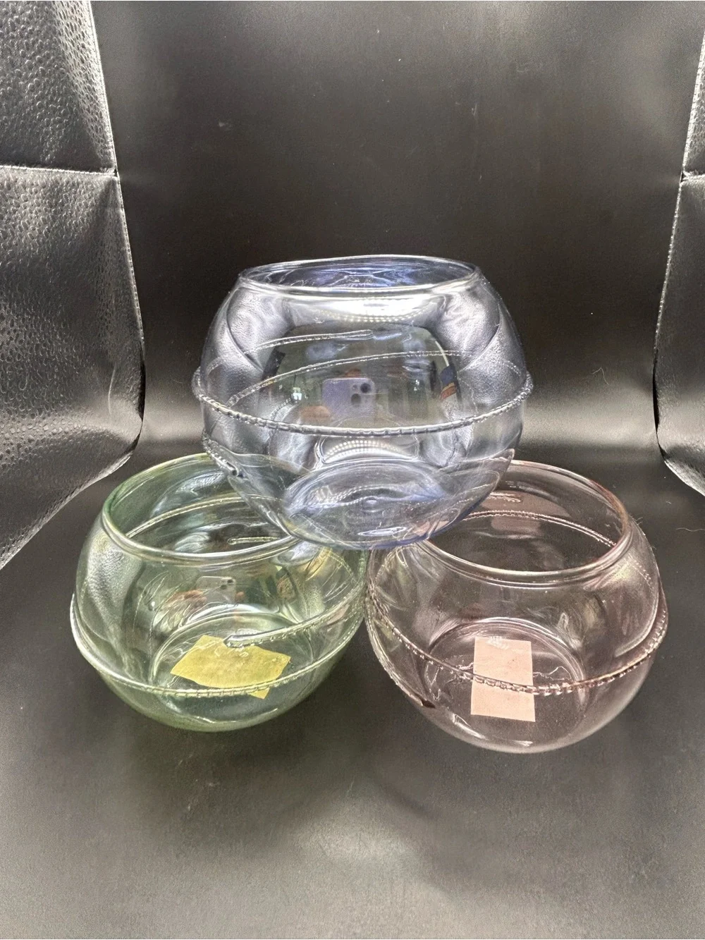Bella Casa By Ganz Set Of 3 Thin Glass Colored Voltive Candle Holders